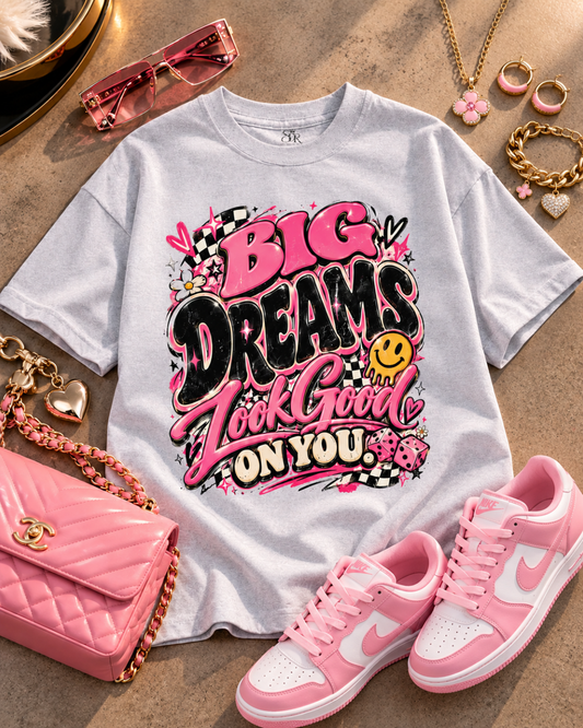Big Dreams Look Good On You Heavyweight Graphic Tee - Pink Dream