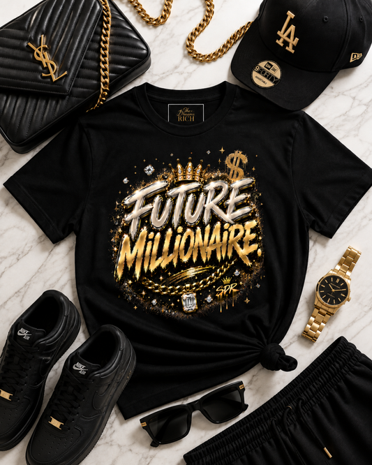 Future Millionaire Statement Tee - Champagne Gold