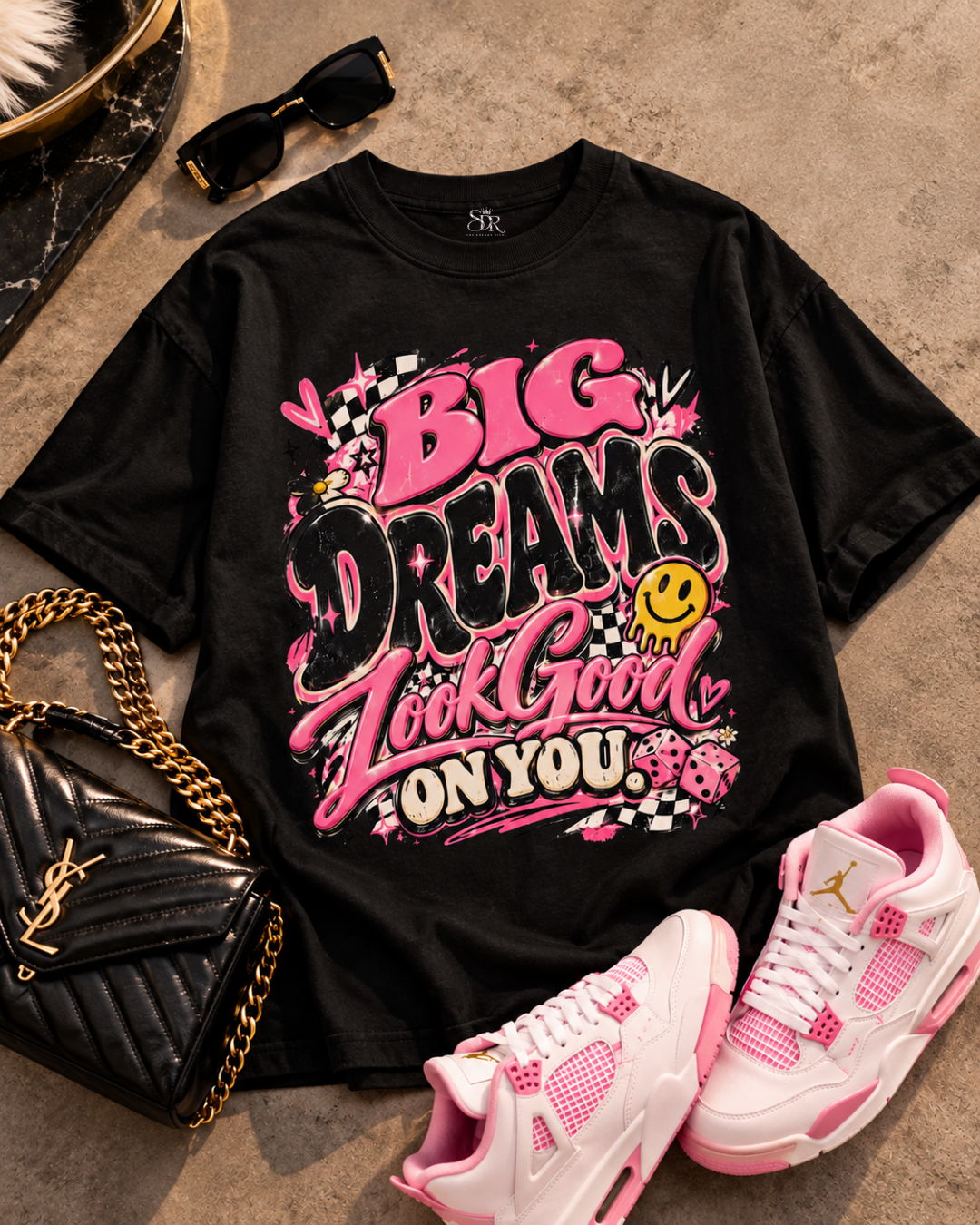 Big Dreams Look Good On You Heavyweight Graphic Tee - Pink Dream