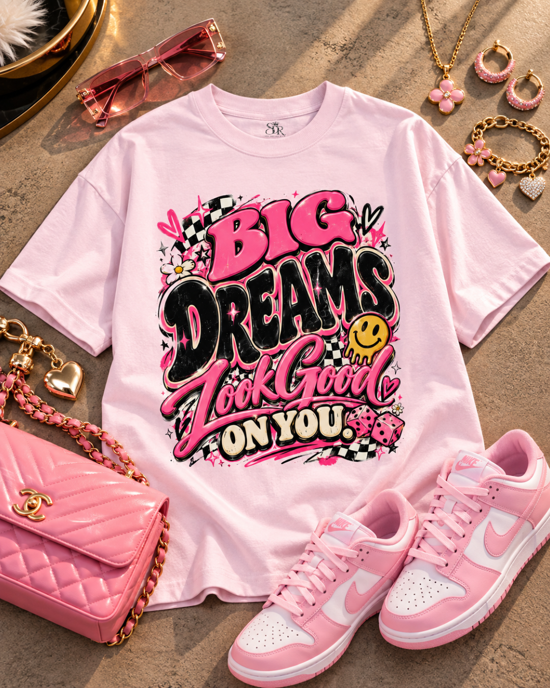 Big Dreams Look Good On You Heavyweight Graphic Tee - Pink Dream