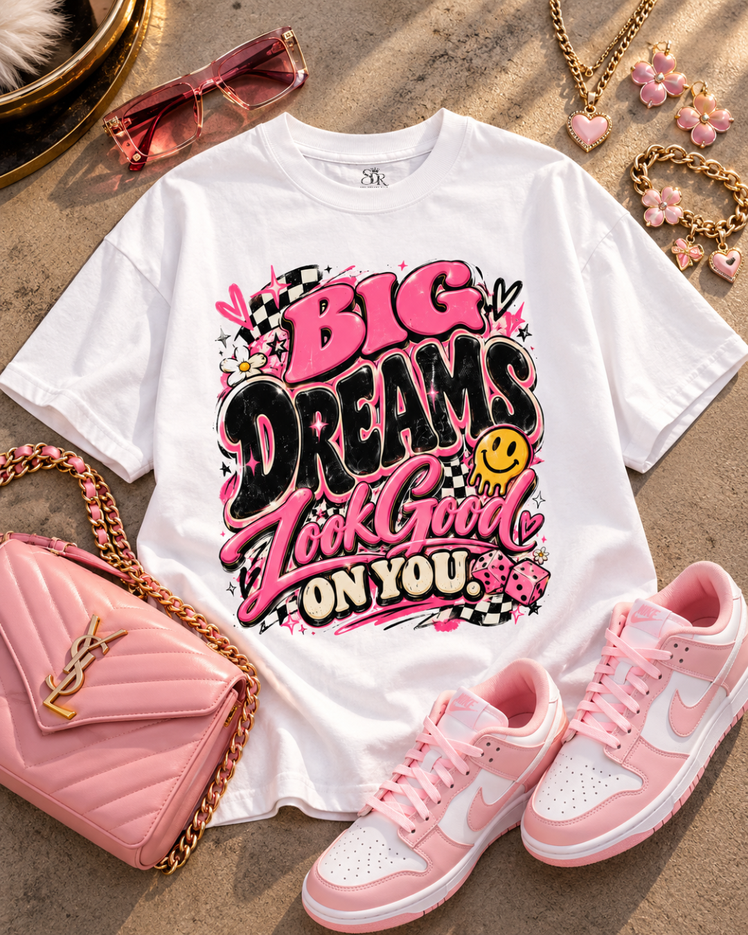 Big Dreams Look Good On You Heavyweight Graphic Tee - Pink Dream