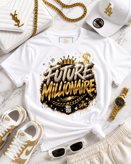 Future Millionaire Statement Tee - Champagne Gold