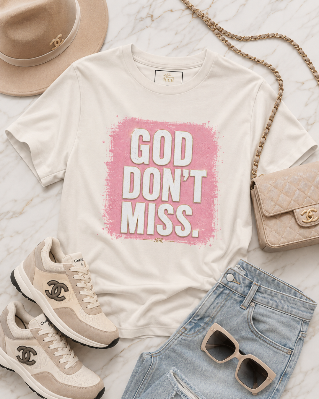 God Don't Miss Statement Tee - Pink
