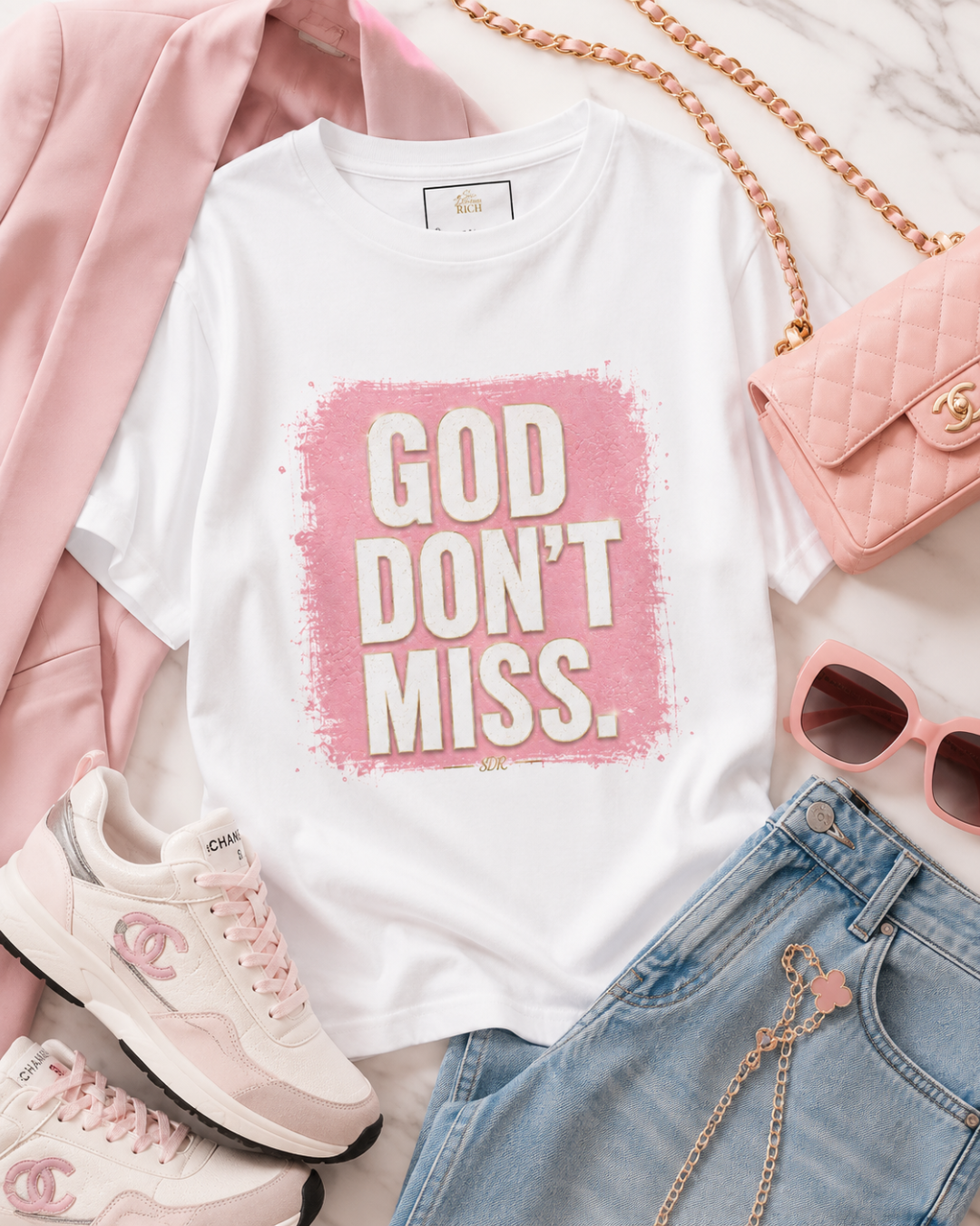 God Don't Miss Statement Tee - Pink