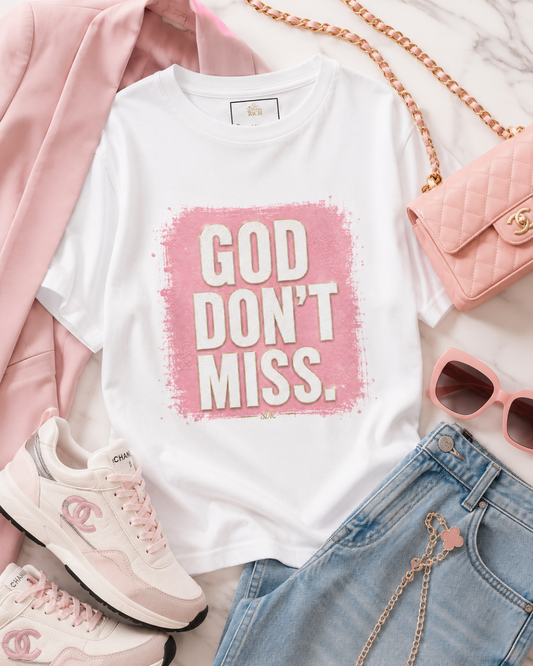God Don't Miss Statement Tee - Pink