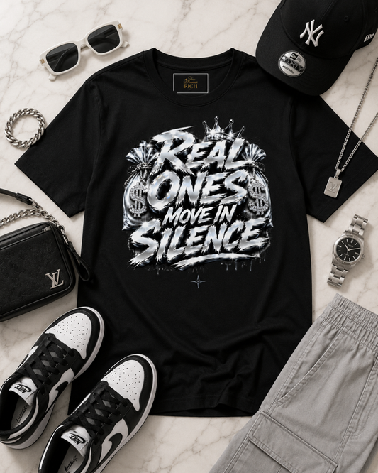 Real Ones Move In Silence Statement Tee- Diamond