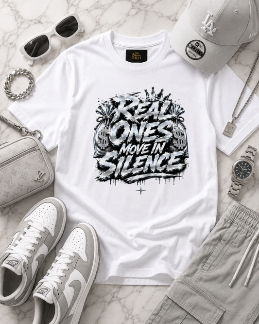 Real Ones Move In Silence Statement Tee- Diamond