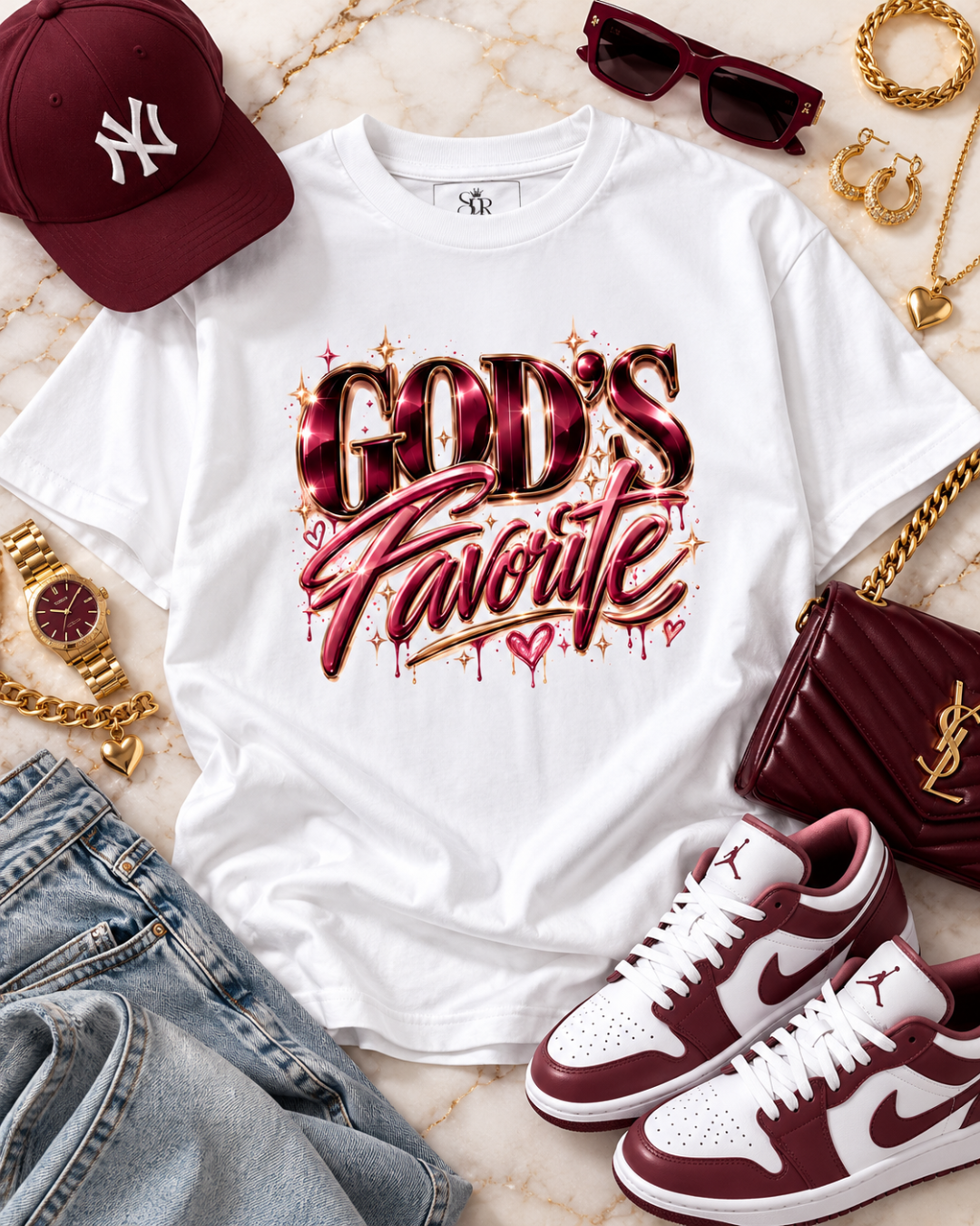 God's Favourite Statement Tee - Wine Edition