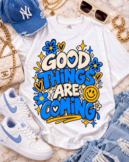 Good Things Are Coming Heavyweight Graphic Tee — Blue Energy